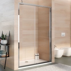 Box doccia nicchia, un lato, porta scorrevole, cristallo 6 mm trasparente